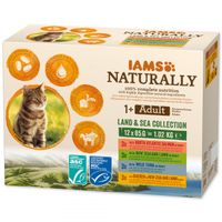 Kapsička IAMS Naturally mořské a suchozemské maso v omáčce multipack 12x85g