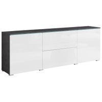 P & B NÍZKA KOMODA, antracitová, biela s vysokým leskom, 180/61,8/34,5 cm
