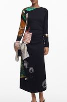 DESIGUAL WOMEN&#39;S LONG BLACK DRESS
