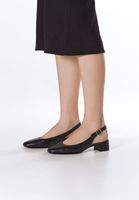 Estro: Czarne czółenka damskie typu slingback na niskim obcasie