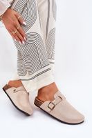 Boto Klapki ChodakI Damskie i Na Platformie Z Klamrą Beżowe Selio