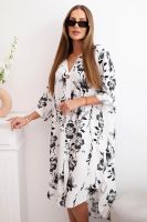 Kesi Włoski Women's floral viscose dress with an asymmetrical hemline Graphite