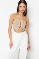 Trendyol Beige Crop Lined Accessory Woven Bustier