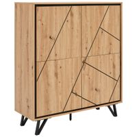 MID.YOU ŠIROKÁ KOMODA, černá, barvy dubu, 110/125/40 cm