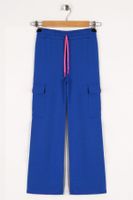 zepkids Girls' Sax-colored sweatpants with cargo pockets and wide legs.