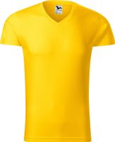 MALFINI® Pánské vypasované bavlněné slim-fit tričko do véčka Barva: Žlutá, Velikost: XL