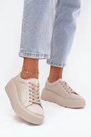 EVENTO Bőr sneakers vastag platformon bézs Sylvessa