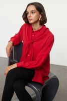 Trendyol Red Shoulder Shawl Detailed Oversize Wide Fit Shirt