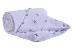 Medi Partners Blanket 75x100 cotton + minky – Gray stars on white + white minky