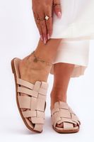 Women's striped slippers Light beige Reyna