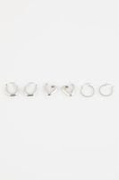 DEFACTO Women&#39;s 3-Piece Hoop Silver Earrings