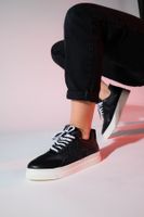 LuviShoes SANDE Black Denim Detail Women's Sports Sneakers