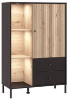 Nízka vitrína s vnútorným osvetlením semira - dub artisan/dub čierny