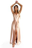 Satin long dress with a back neckline Numoco