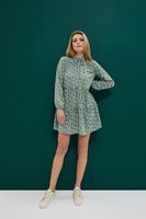Marisse Patterned Dress With Ruffles L-Su-3723 Forest