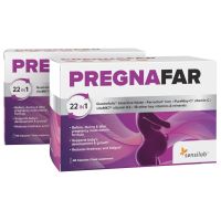 PregnaFar 2er Pack - Schwangerschaftsvitamine mit 400 μg Folsäure Quatrefolic®, Eisen Ferrochel®, Jod & weiteren Nährstoffen. 120 Kapseln | Sensilab