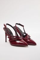 Trendyol Burgundy Band Detailed Pointed Toe Women's Thin Heel Shoes