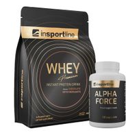 SADA: Protein inSPORTline WHEY Premium 700g + Stimulant inSPORTline AlphaForce, 90 kapslí  čokoláda s lískovými oříšky