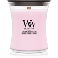 Woodwick Cherry Blossom & Vanilla dišeča sveča z lesenim stenjem 275 g