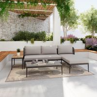 Ambia Garden TERASOVÁ SEDACIA SÚPRAVA 4-dielne, kov, plast, sklo, textil