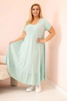 Kesi Włoski Dámské šaty plus size s krátkým rukávem a volánem z lehké viskózy mátová