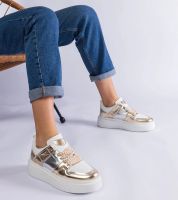 Gemre Złote sneakersy ze srebrnymi wstawkami Kimberly