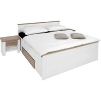 Carryhome POSTEĽ S NOČNÝMI STOLÍKMI, 180/200 cm, biela, farba hľuzovkového duba