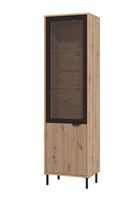 Vysoká vitrína s osvetlením nautille - dub/čierna