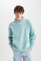 DEFACTO Oversize Fit Hooded Kangaroo Pocket Soft Fluffy Inner Sweatshirt