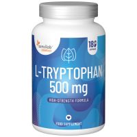 L-Tryptophan 500 mg hochdosiert. 100% reines L-Tryptophan-Pulver.  500 mg L-Tryptophan pro Kapsel. 180 Kapseln. Vegan | Essentials Sensilab