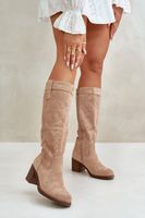 Women's knee-high heeled boots beige Erisorae