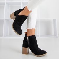 Resti Czarne damskie botki na słupku z wycięciami Cintura