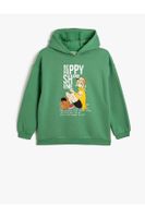 Koton Hooded Sweatshirt Anime Printed Long Sleeve Ribbon