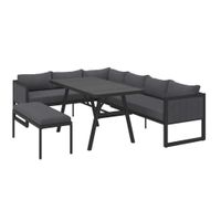 Ambia Garden JEDÁLENSKÁ TERASOVÁ SÚPRAVA 4-dielne, kov, sklo, textil