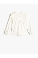 Koton Shirt Long Sleeve Ruffled Round Collar Buttoned at Back