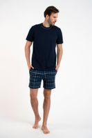 Men's pyjamas Ruben, short sleeves, shorts - navy blue/print