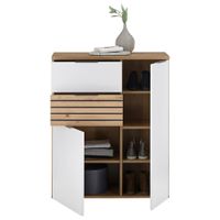 MID.YOU KOMODA, biela, tmavosivá, dub artisan, 85/105/38 cm