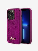 Guess Sequin Script Logo Zadní Kryt pro iPhone 14 Pro Max Magenta Etui za telefon ljubičasta