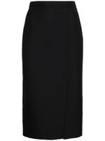 Wool Blend Gabardine Side Slit Skirt