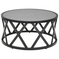 Livetastic KONFERENČNÝ STOLÍK, čierna, svetlosivá, kov, kameň, 75/35/75 cm