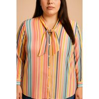 Plus Size Bluse Mit Streifenprint, Multicolor