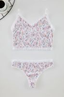 Trendyol Multicolored 100% Cotton Floral Ribbon/Bow Unlined Knitted Underwear Set