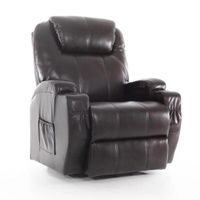 Masážní polohovací křeslo s vyklápěním eko kůže, tmavě hnědé
