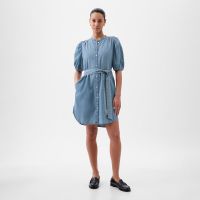 Sukienka GAP Shortsleeve Puff Sleeve Denim Shirtdress Light Wash Indigo 118 XXS