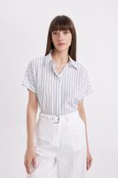 DEFACTO Oversize Wide Fit Striped Short Sleeve Shirt