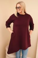 Kesi Włoski Sukienka damska Plus Size z wiskozy z luźnym fasonem i długim rękawem śliwkowa