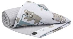 Medi Partners Blanket 75x100 cotton + cotton Waffle – Mint Zoo + Gray Waffle