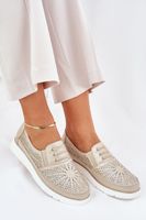 Boto Półbuty Damskie Wsuwane Ażurowe Złote Azethia