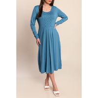 Midikleid Mit Langen Ärmeln, Blau