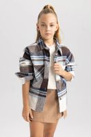 DEFACTO Girl's Plaid Long Sleeve Shirt